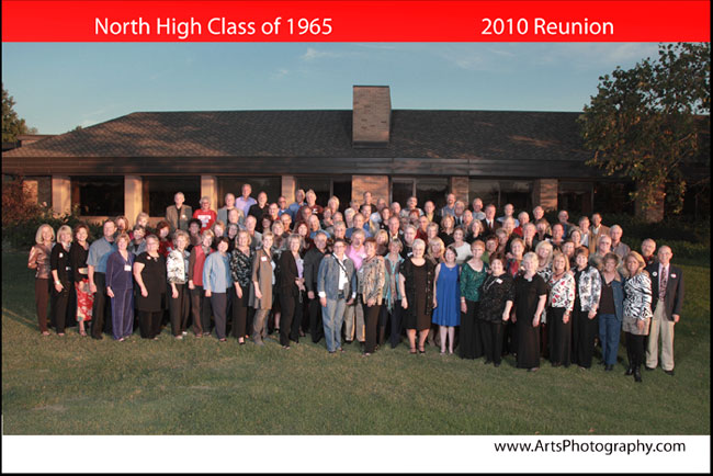 North High Class of 1965 - Outdoor clas reunion photograph